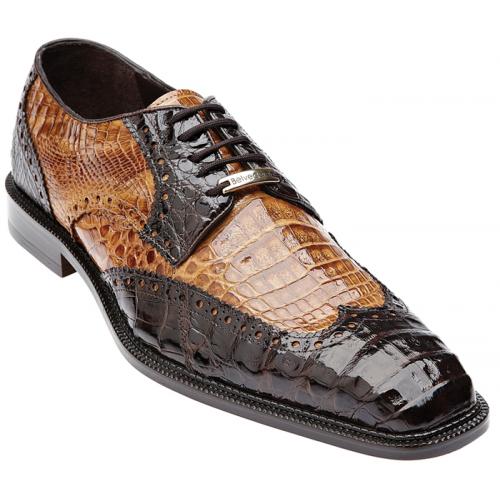 Belvedere "Venice" Brown / Camel All-Over Genuine Crocodile Shoes 1469